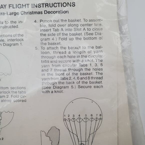 Vtg Holiday Flight Punch Out Paper Santa Hot Air Balloon Christmas Décor DIY Kit - Picture 7 of 11